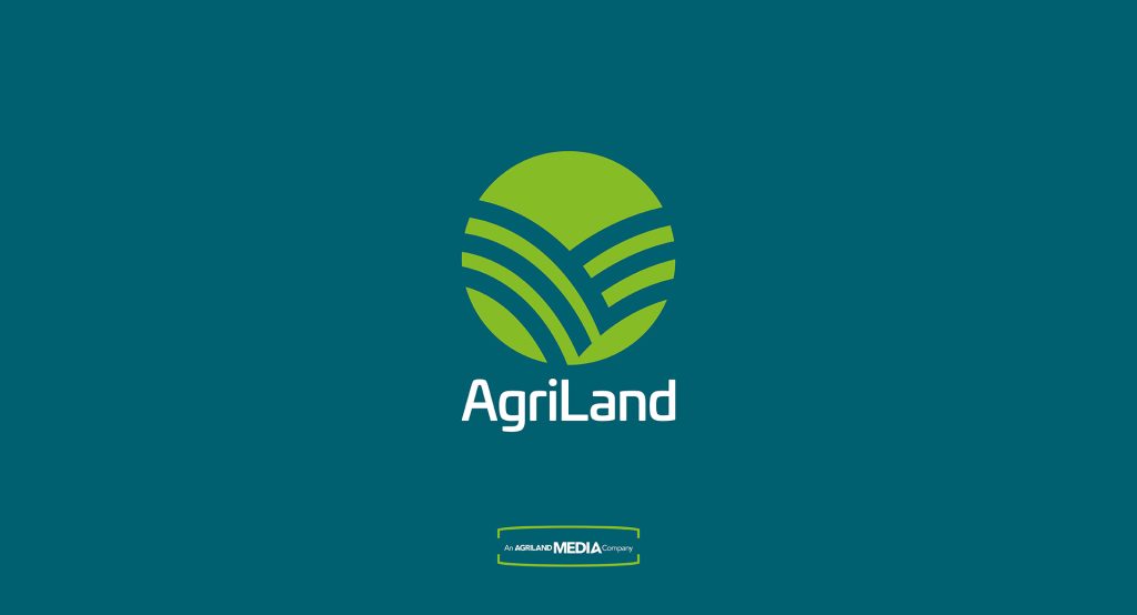 AgriLand logo in green on teal