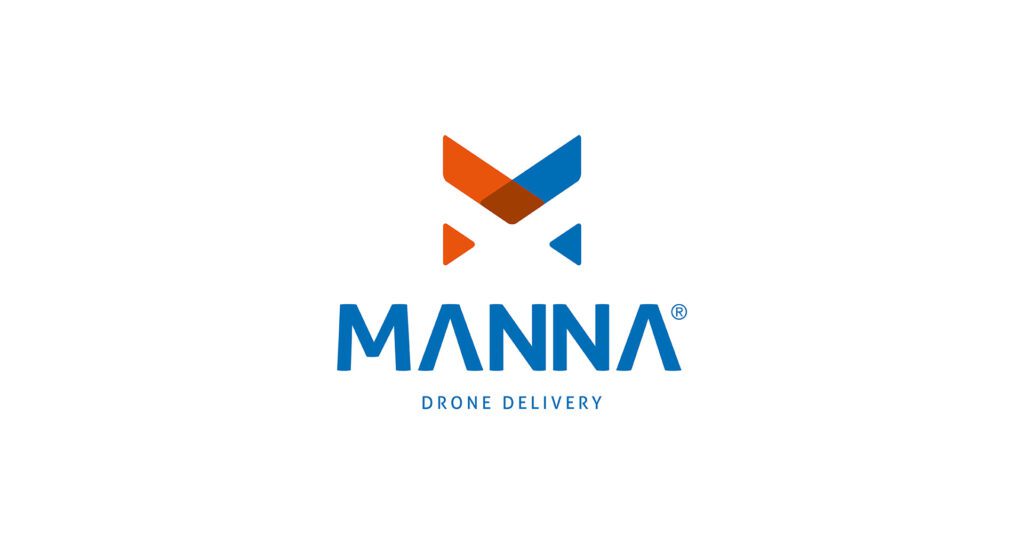 Manna Drone Delivery logo in blue and orange