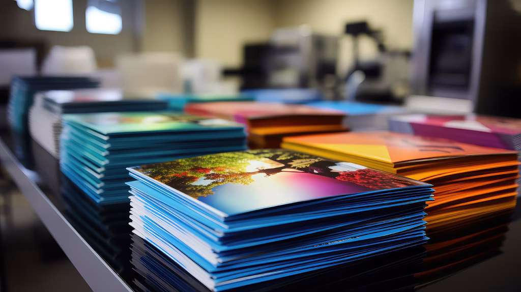 Stack of professionally printed brochures designed by Design Minds Dublin