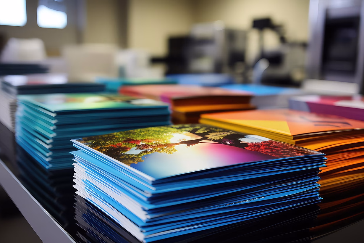 Stack of professionally printed brochures by Design Minds brochure design agency Dublin