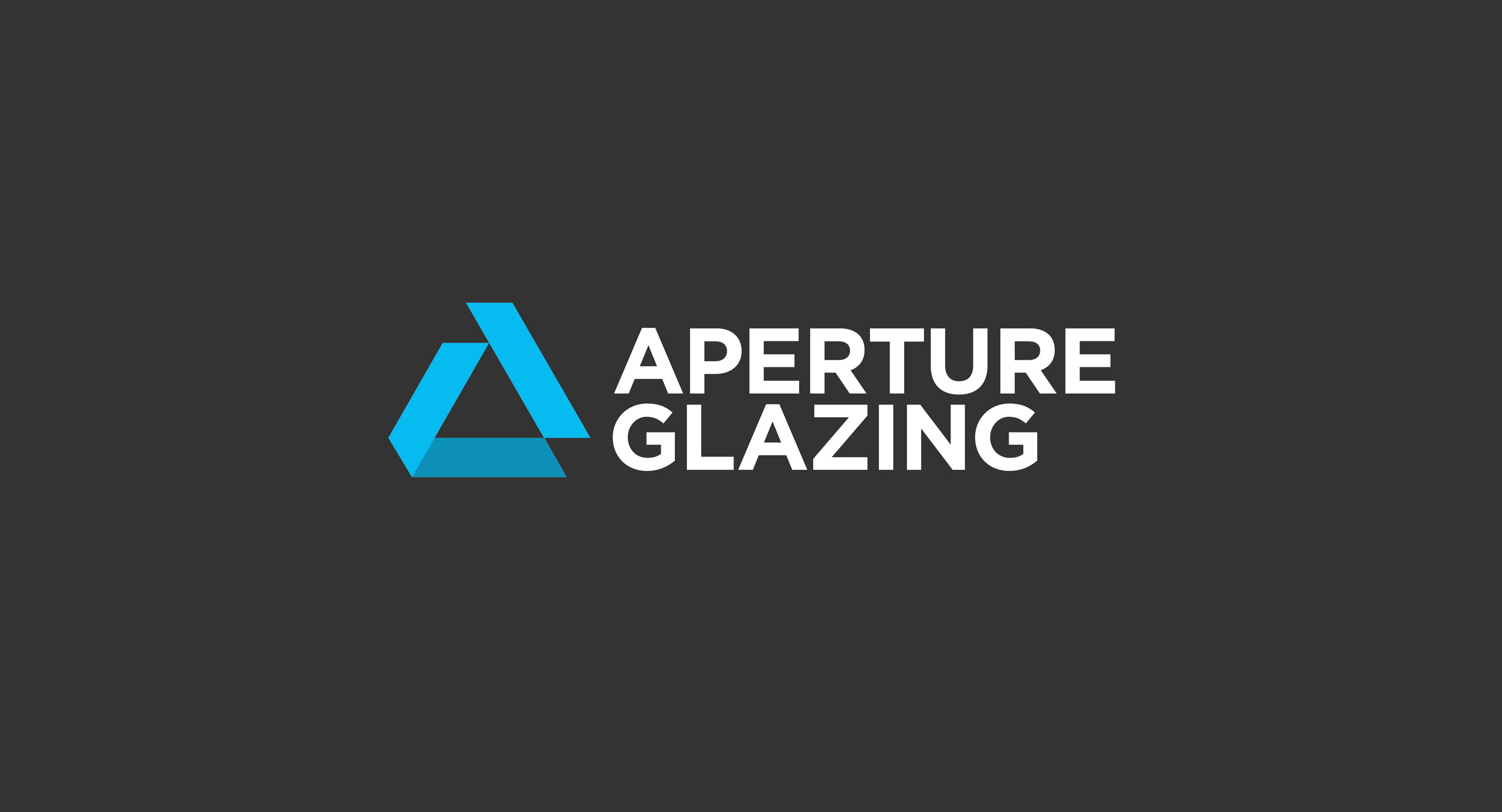Aperture Glazing logo in pale blue and white on a charcoal background