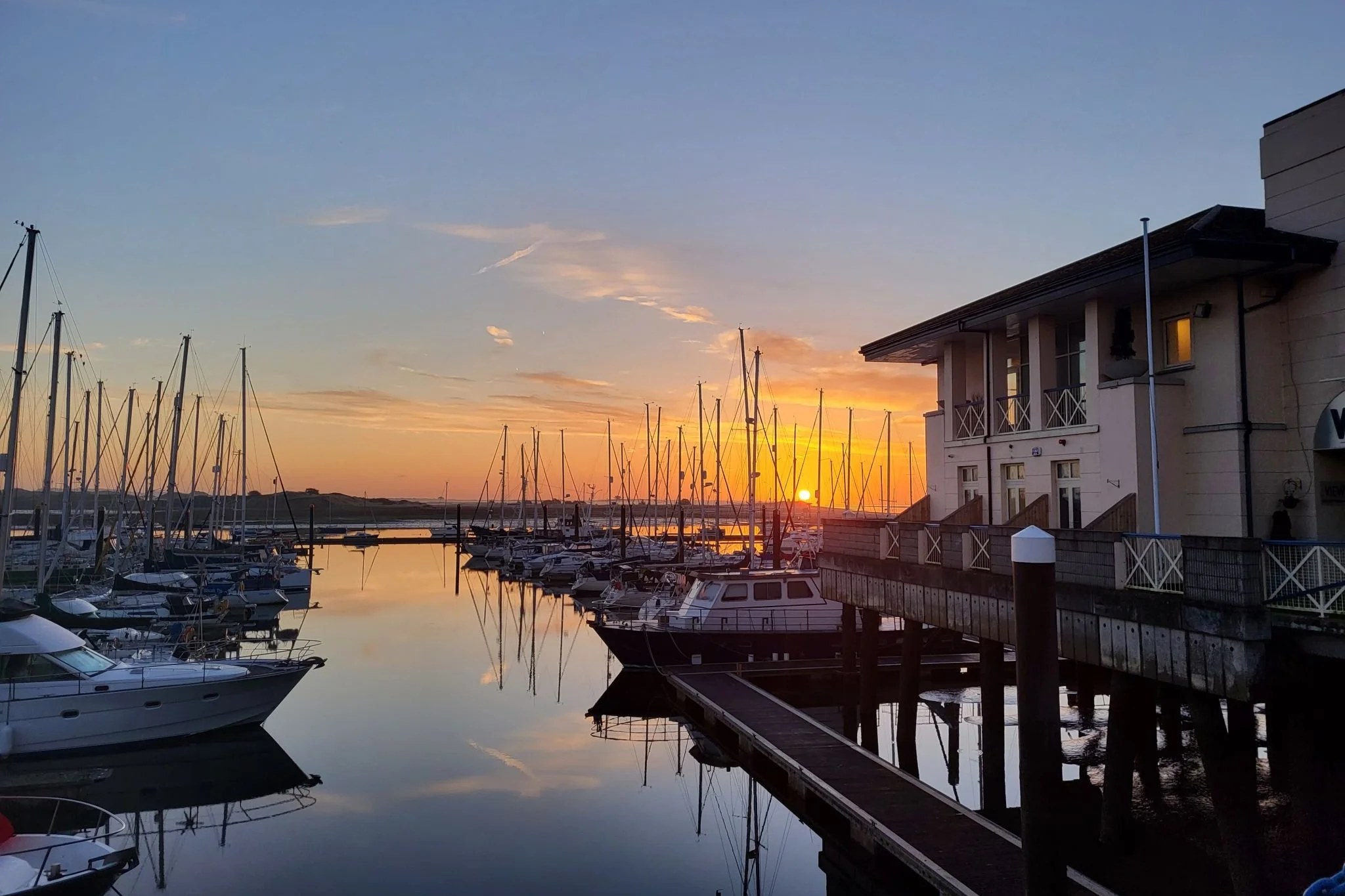 Malahide Marina at sunset beside the Design Minds studio