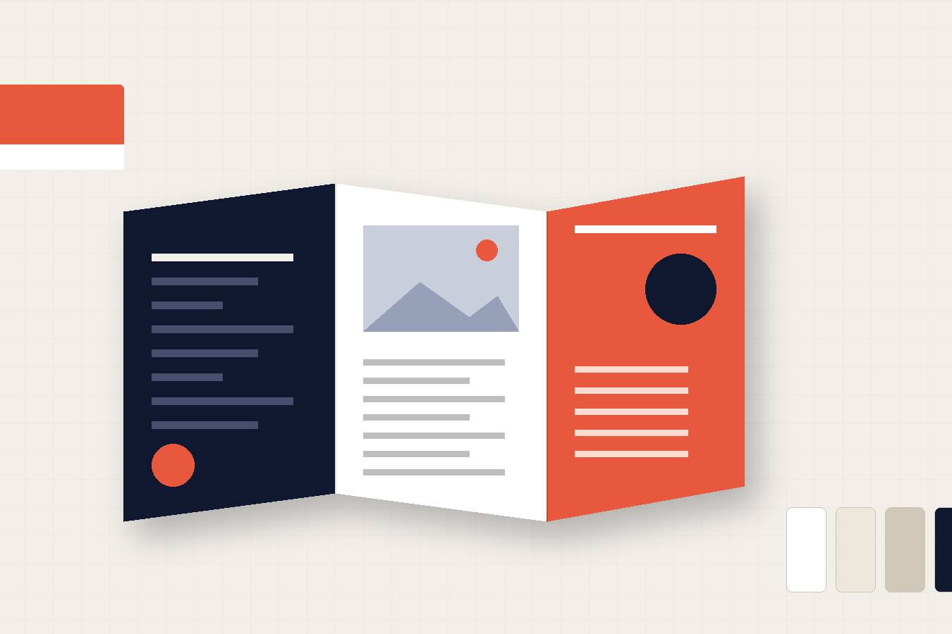 Open printed brochure with fold and paper swatches – brochure design Ireland by Design Minds