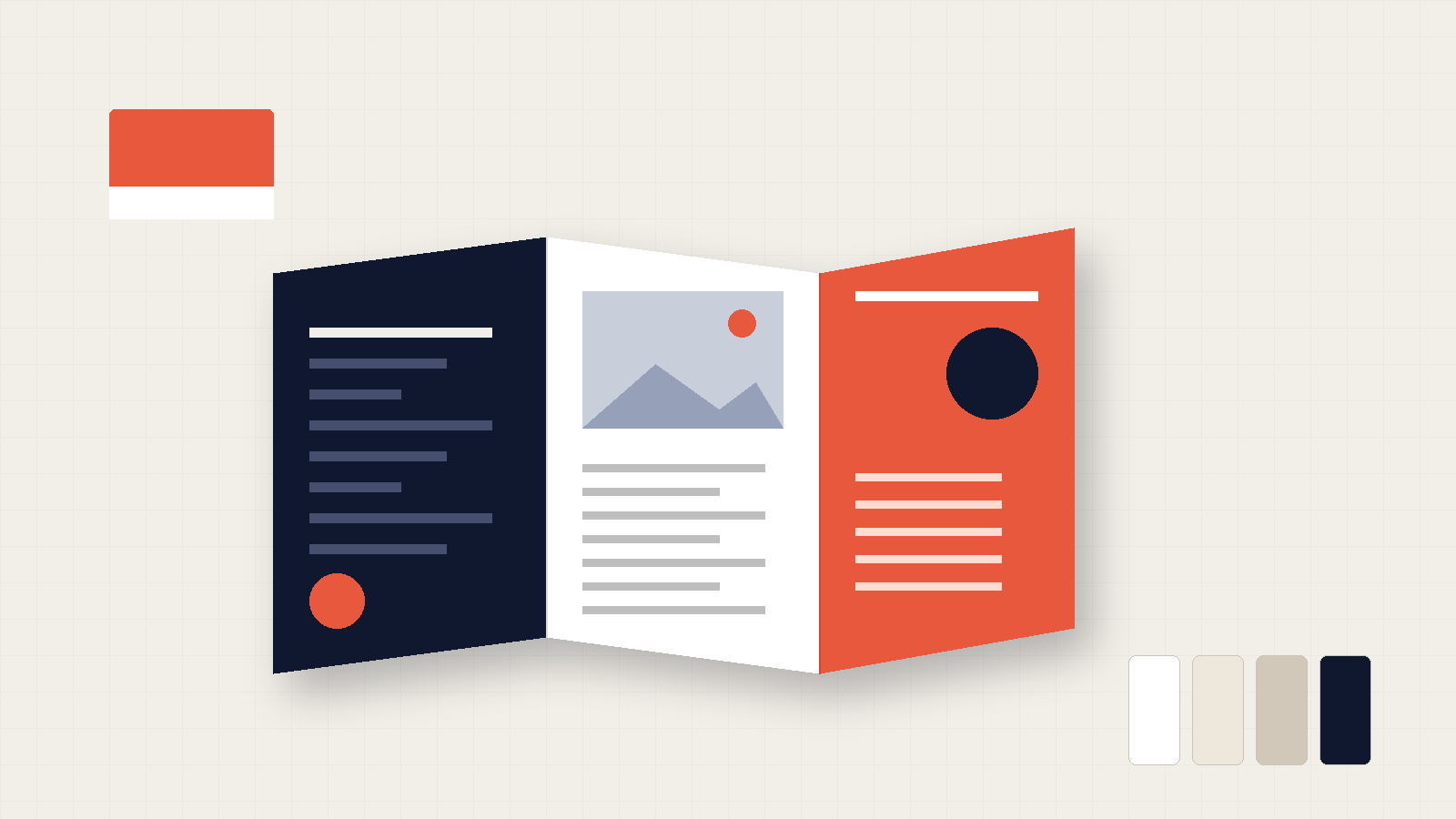 Open printed brochure with fold and paper swatches – brochure design Ireland by Design Minds