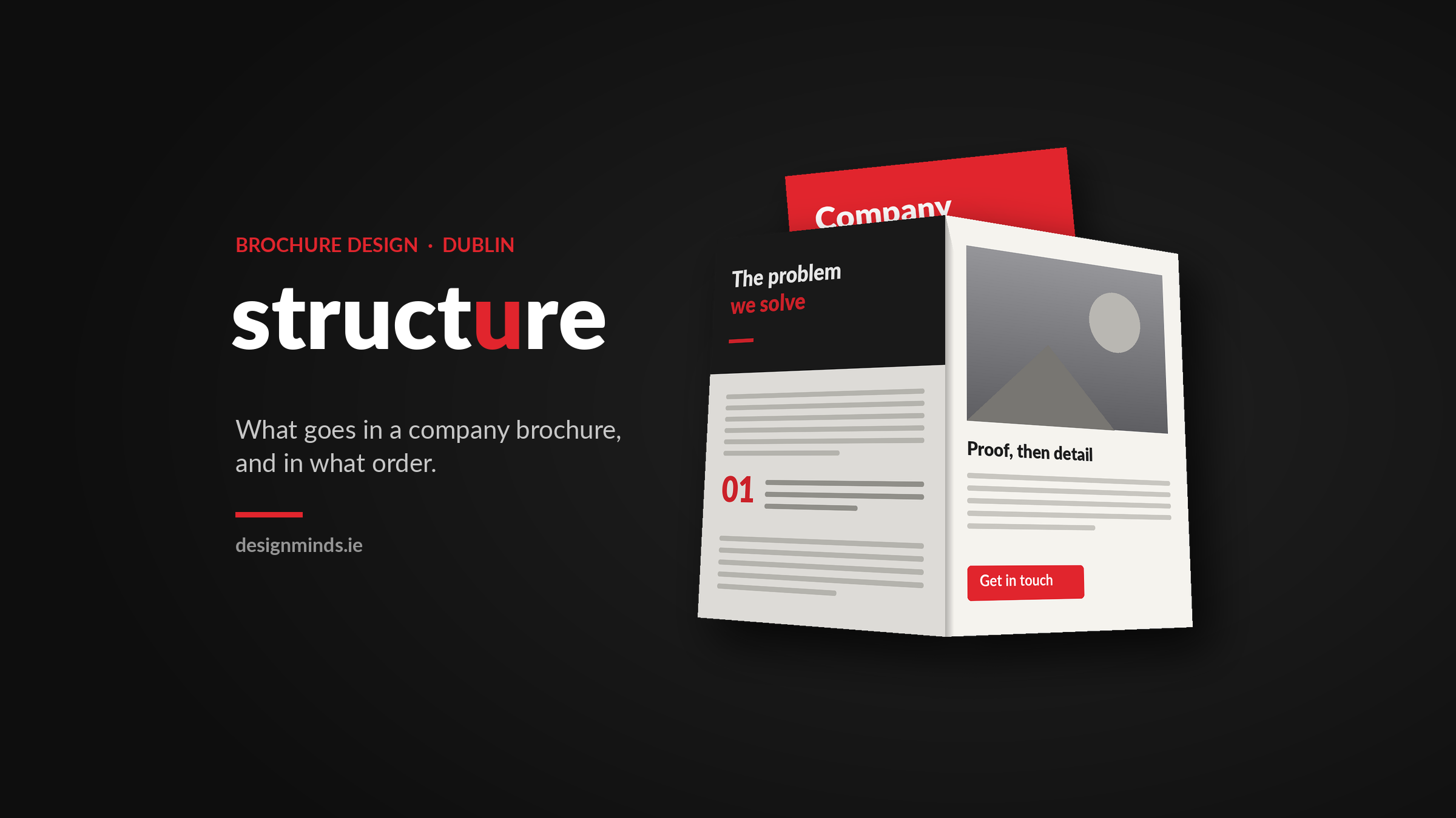 Open company brochure mockup showing page structure – brochure design Ireland by Design Minds