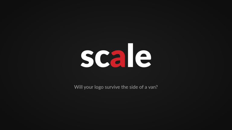 The word scale in white with a red letter a on a dark background – vehicle livery and signage design Dublin by Design Minds