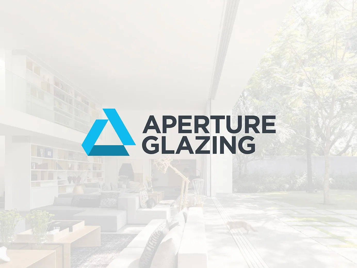 Aperture Glazing identity over a bright interior