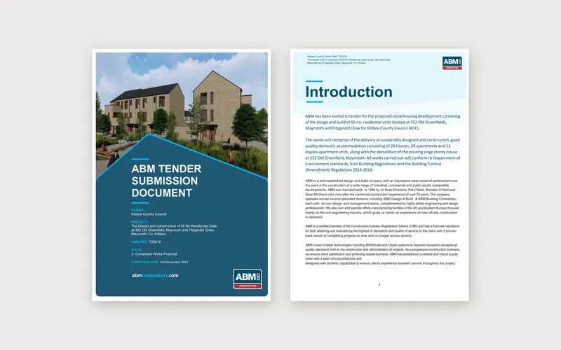 ABM Contractors tender submission document, cover and introduction