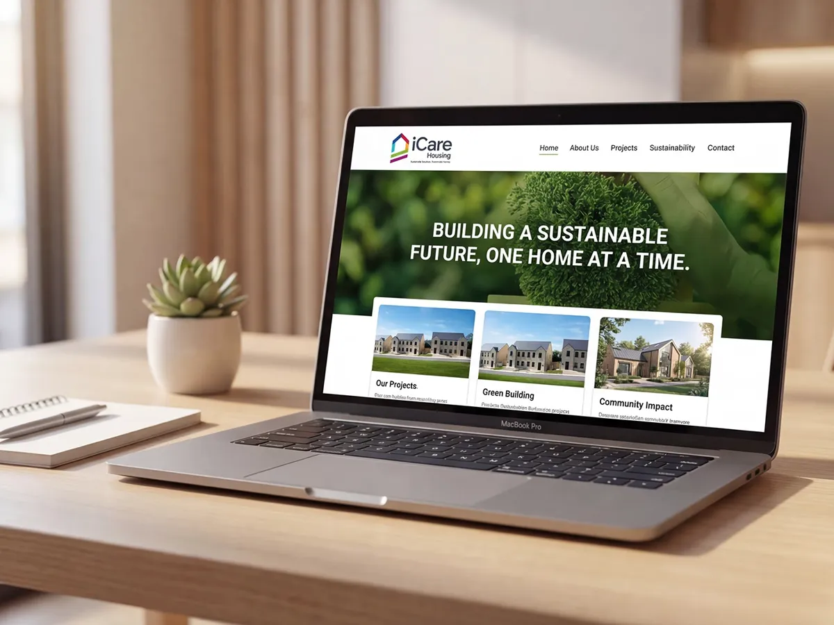 iCare Housing website on a laptop
