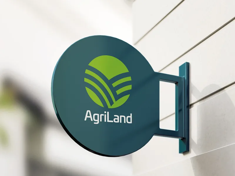 Agriland identity on a projecting sign