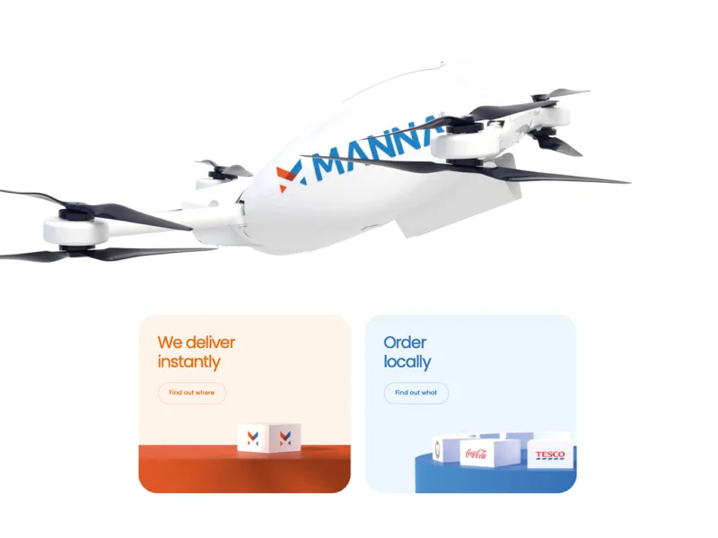 Manna delivery drone with the Manna identity