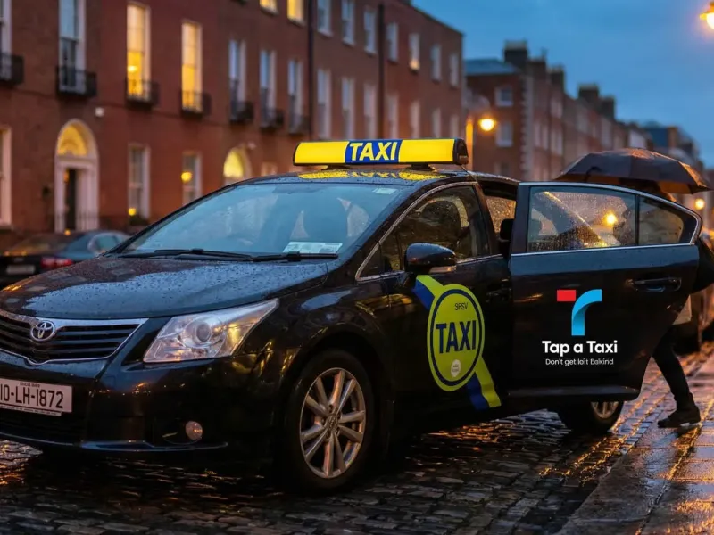 Tap a Taxi branding on the door of a taxi